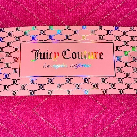 Juicy Couture 2 Piece Hot Pink Knit Hat & Scarf Gift Set Faux Fur Pom Pom Beanie - Picture 5 of 10